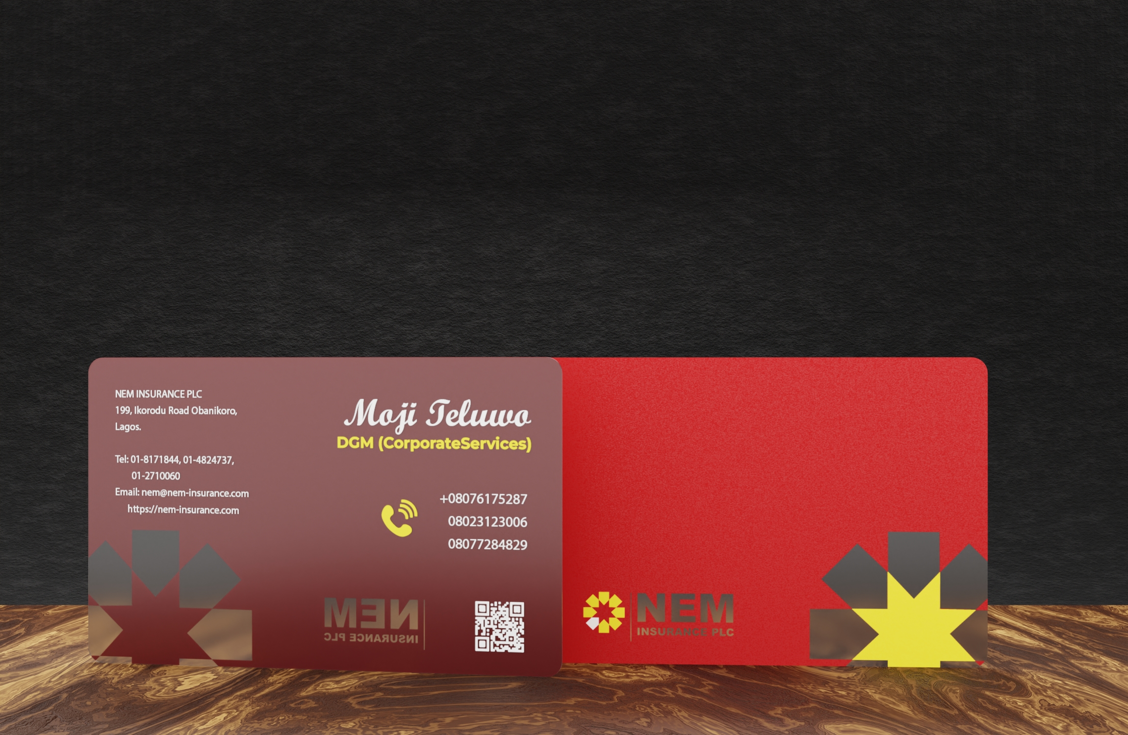 NEM Insurance Translucent Business Card sample